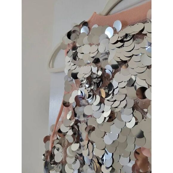 ZARA Sequin Knit Pink and Silver Dress S NWT - Picture 8 of 9
